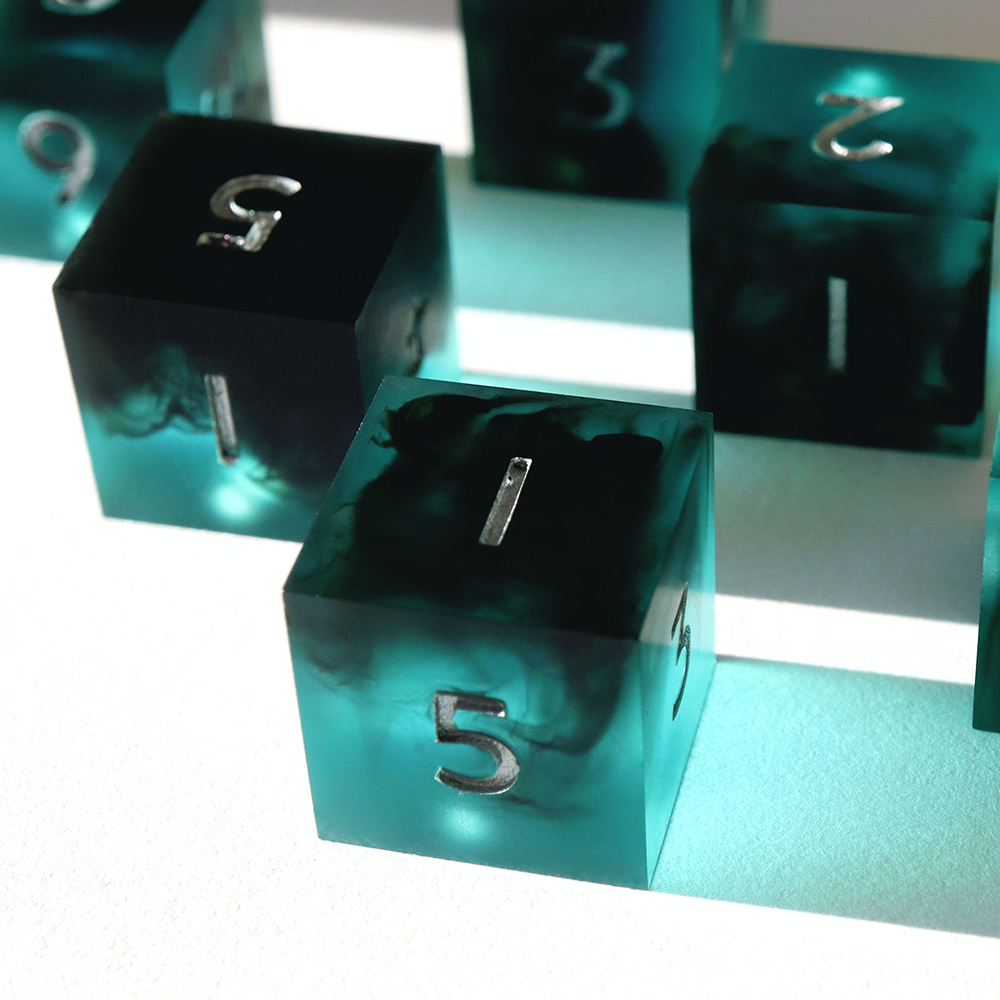 Drowned Sea 6D6 Set - handmade sharp edge 6 piece dice set