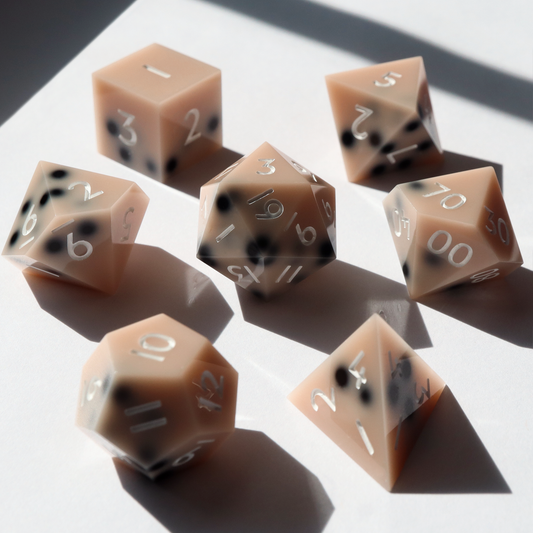 Boba Milk Tea - handmade sharp edge 7 piece dice set