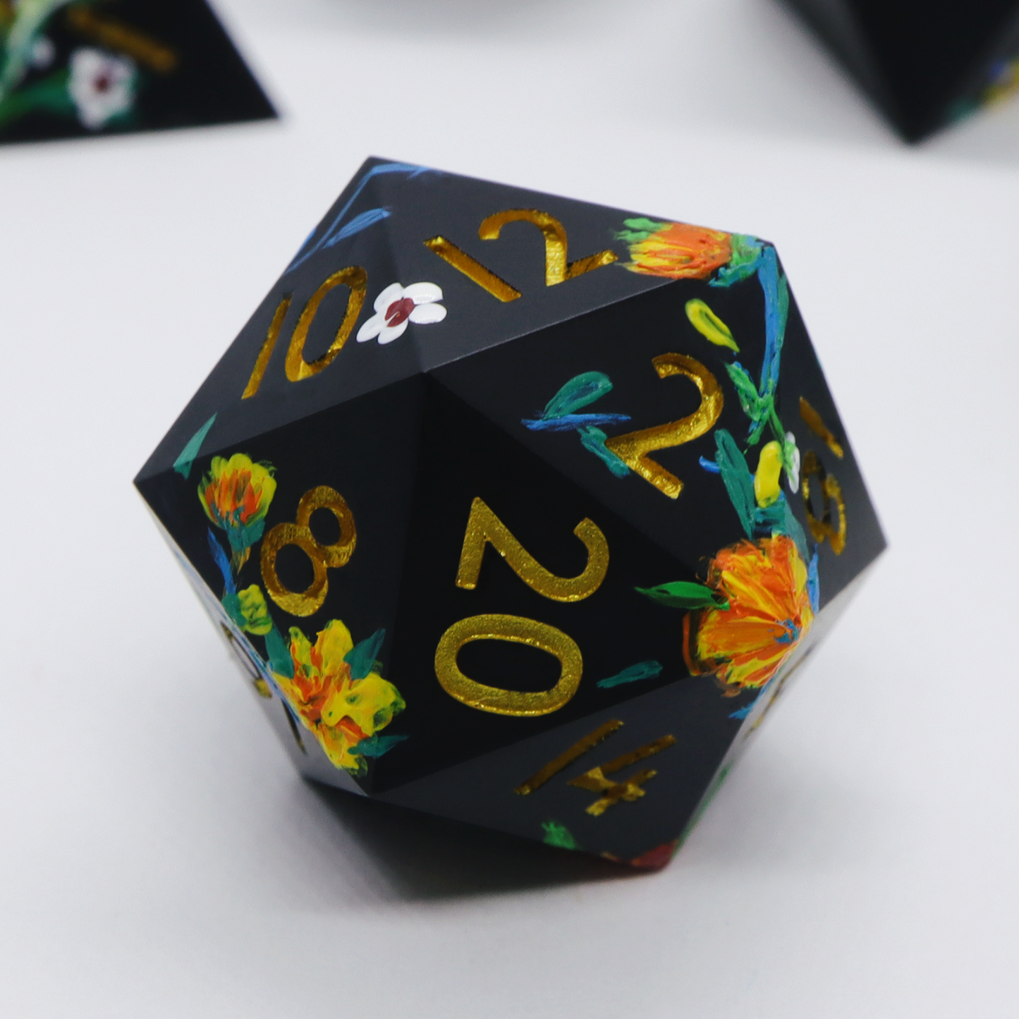 Fey Illuminations - hand-painted & handmade sharp edge single d20