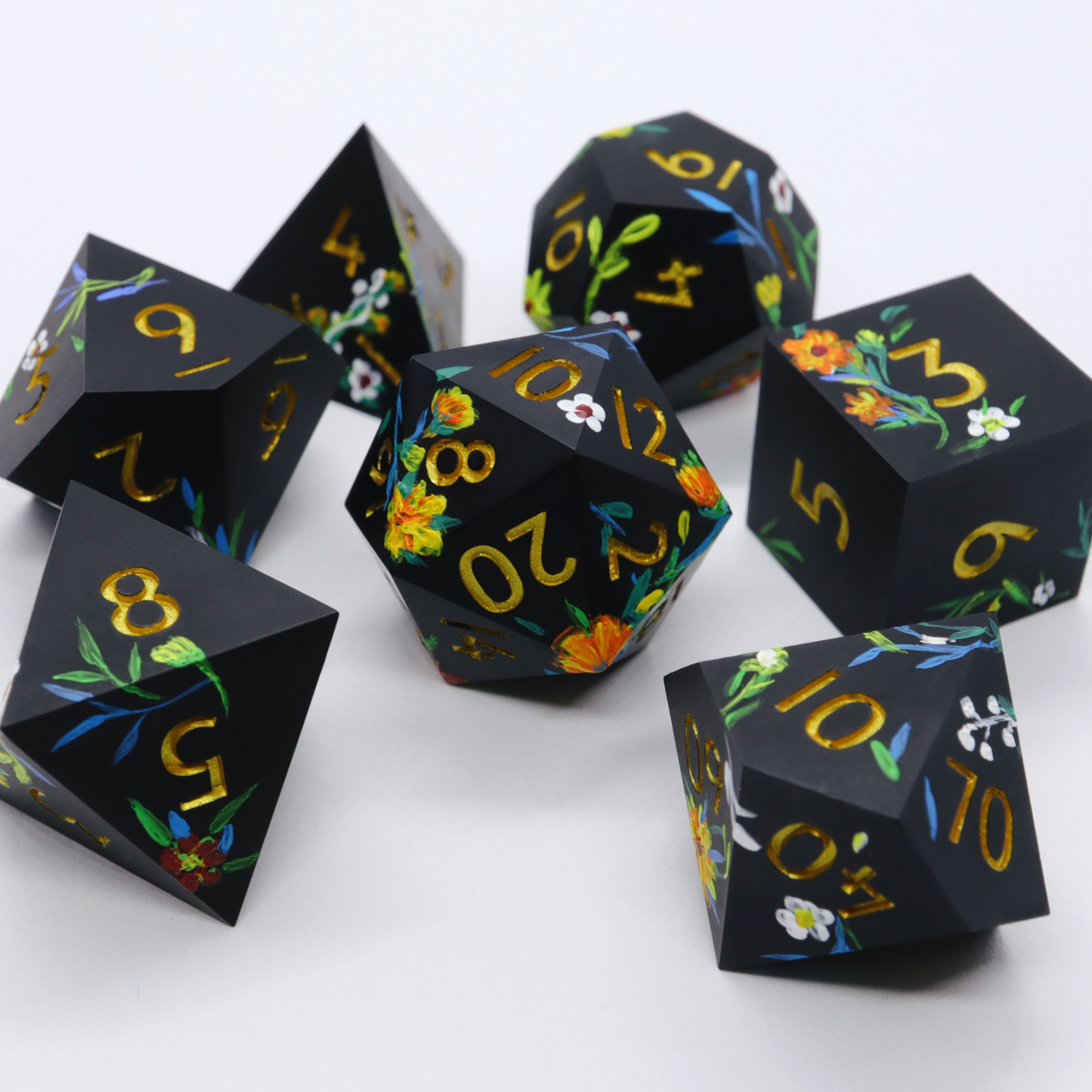 Fey Illuminations - hand-painted & handmade sharp edge single d20