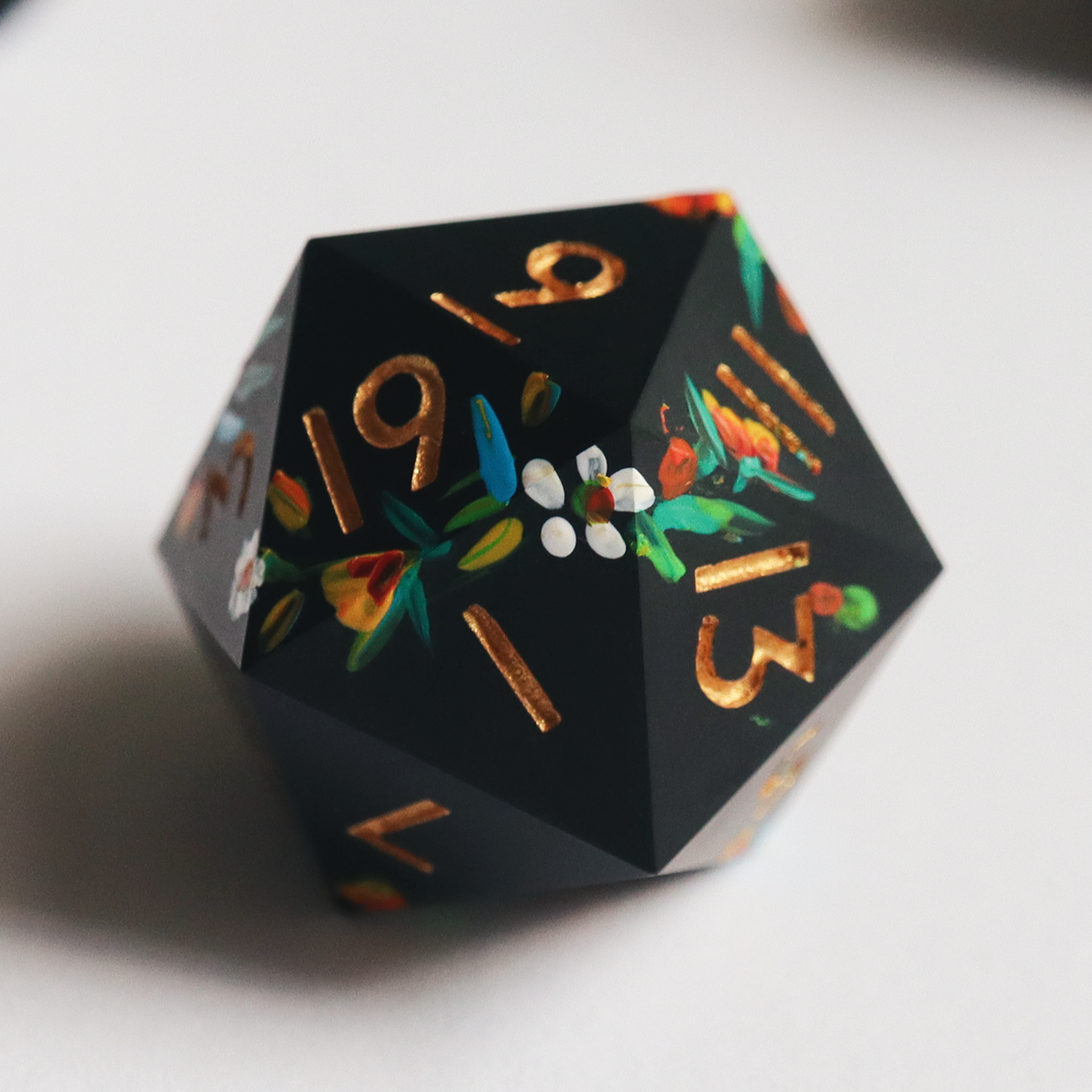 Fey Illuminations - hand-painted & handmade sharp edge 7 piece dice set