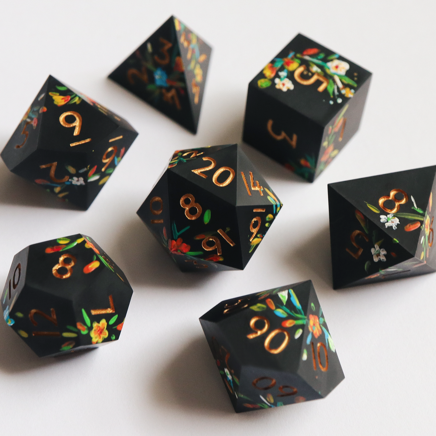 Fey Illuminations - hand-painted & handmade sharp edge single d20