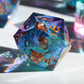 Nebula Patina - handmade sharp edge 7 piece dice set