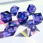 Neon Dreamer - handmade sharp edge 7 piece dice set