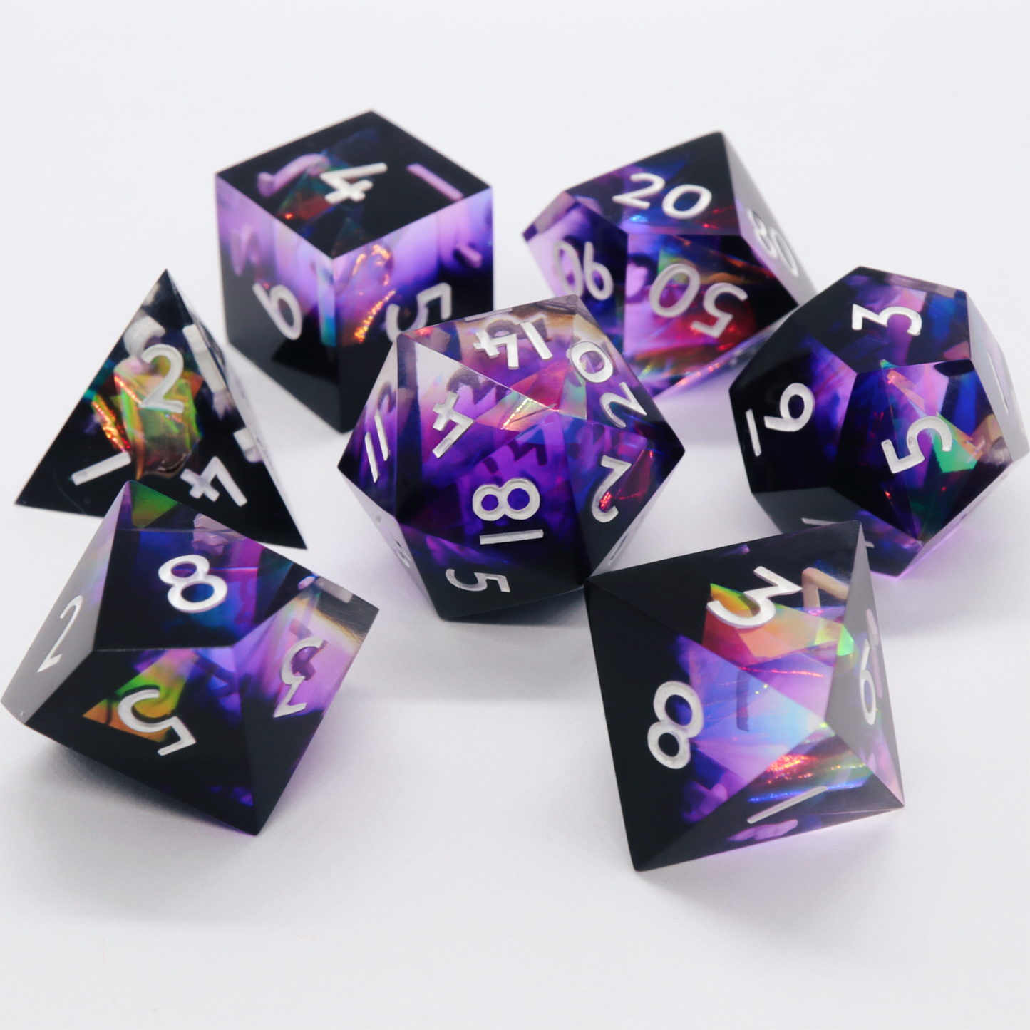 Warlock Deluxe - handmade sharp edge 7 piece dice set