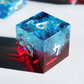 Bleeding Sapphires - handmade sharp edge 7 piece dice set